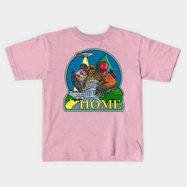 Wild & Weird WV HOME Kids T-Shirt by theartofron